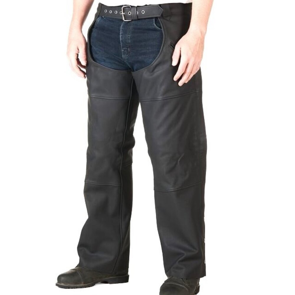 Street & Steel Moto  Leather Chaps Heavy Duty Deep Pocket Sz 2XL EUC